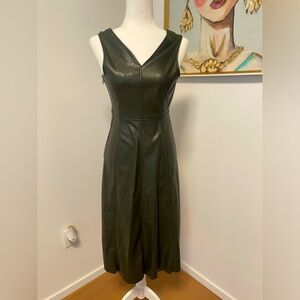 Stunning hunter green faux leather sleeveless dress. Size 4. Never worn